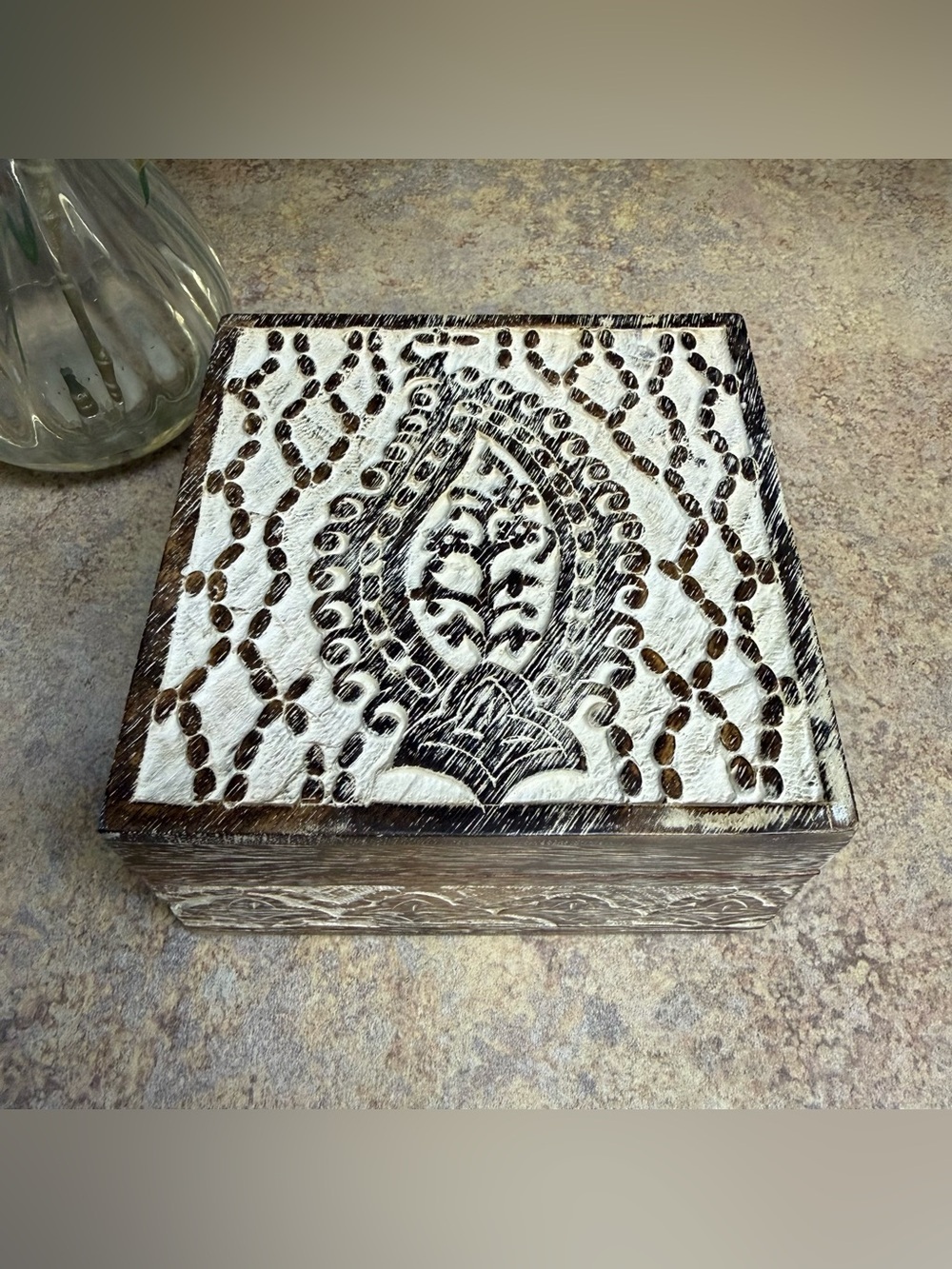 Antique Finished Mango Wood Jewelry Keepsake Box